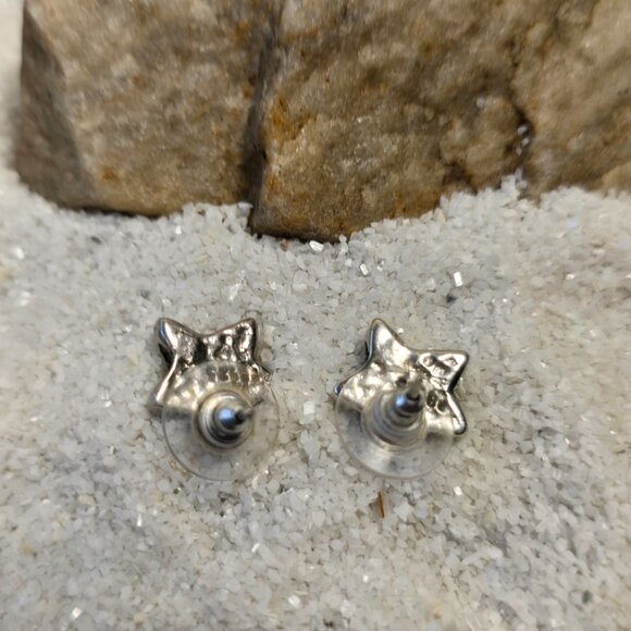 Vintage Peyote Bird 925 Silver and Green Turqouise Star Earrings - Picture 5 of 6